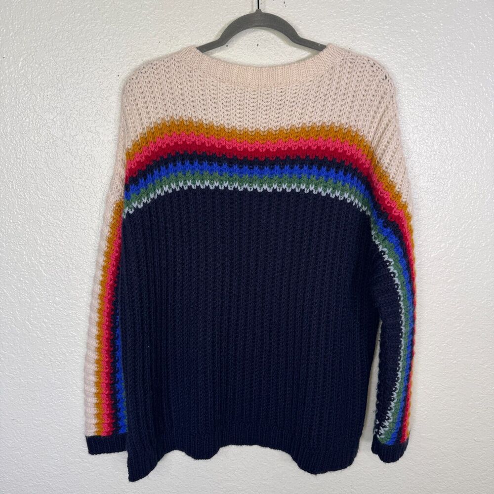 Xirena Sweater Womens Small Apres Ski Snow Bird Stripe Chunky Knit Alpaca Blend - Picture 5 of 9